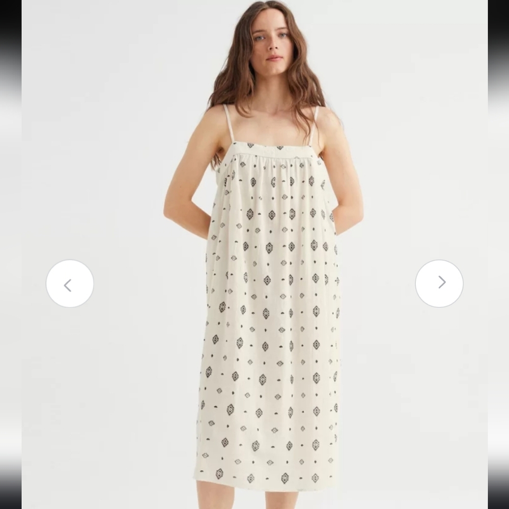 H&M -Sz S- Cotton Linen Cream Sleeveless Summer Dress